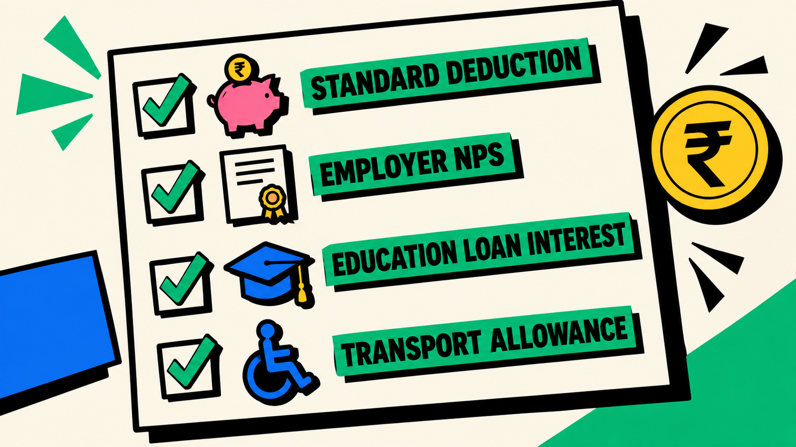 New tax regime surviving deductions checklist